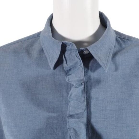 Talbots Womens Shirt Size 6 Petite Button Up Ruffled Front Roll Tab Fitted - Picture 3 of 10